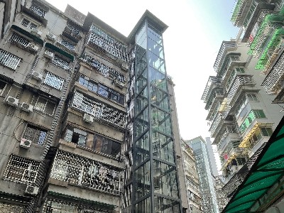 【钢结构玻璃内嵌】广州市越秀区中山一路49号大院加装电梯项目